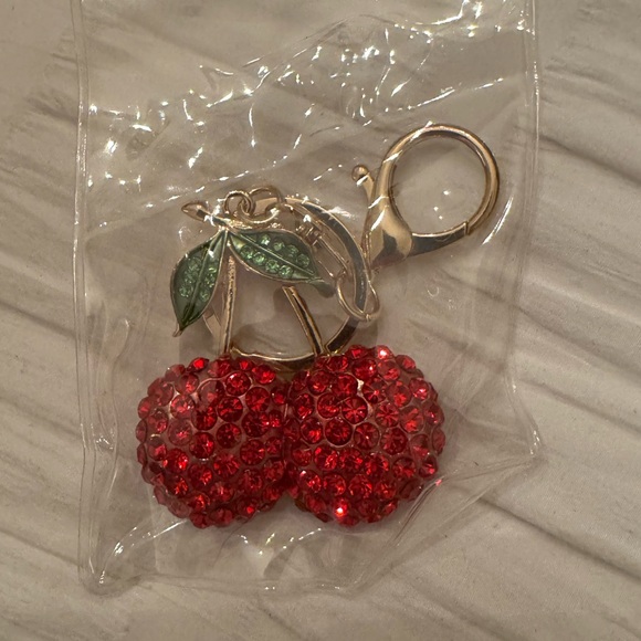 Elegant Red Cherry Bag Charm / Keychain - Picture 2 of 2